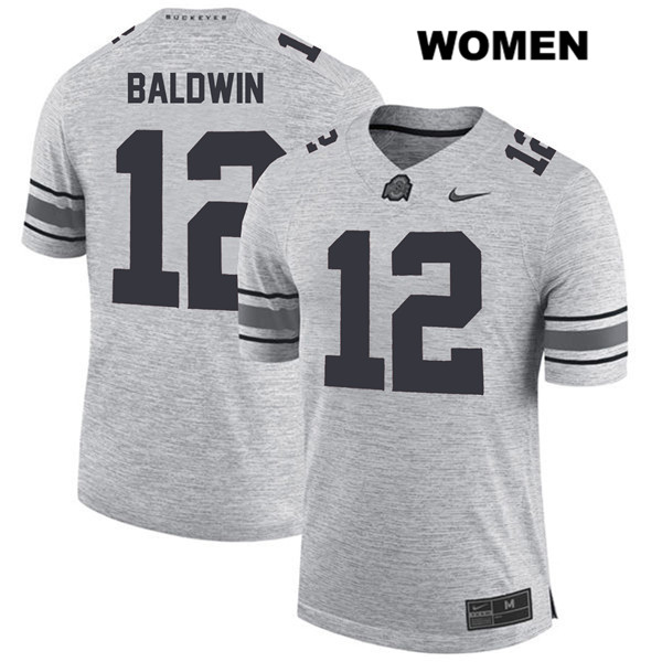 Ohio State Buckeyes Women's Matthew Baldwin #12 Gray Authentic Nike College NCAA Stitched Football Jersey ZI19K54KR